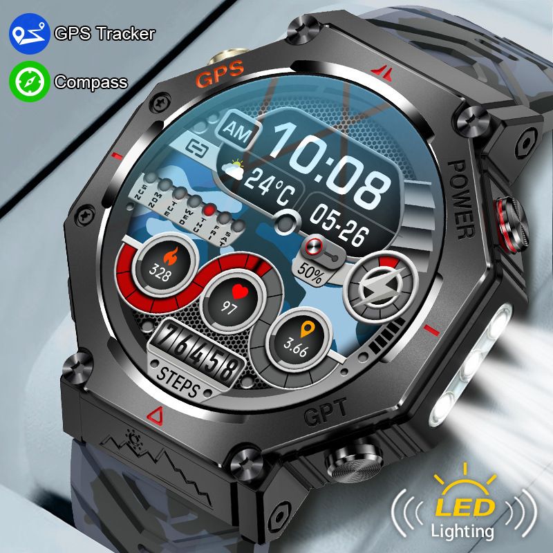 KC91 Smart Watch With Bluetooth Calling, Heart Rate Monitor, Outdoor Sports, Barometer, Compass, Multi-Function Fiess_voghion.com