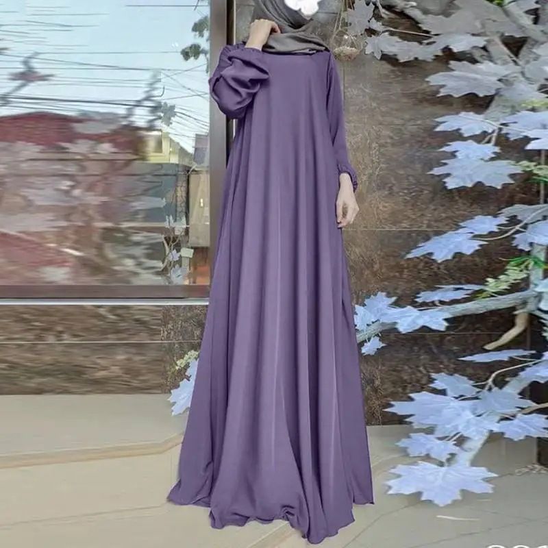 Women Casual loose satin bubble sleeved robe_voghion.com