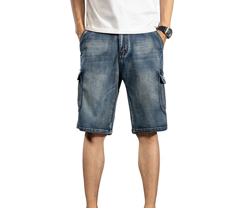 American Multi-bag Overalls Men's 5-point Ami Kaji Nostalgic Retro Five-point Pants Men's Embroidered Heavy Industry Jeans Men_voghion.com