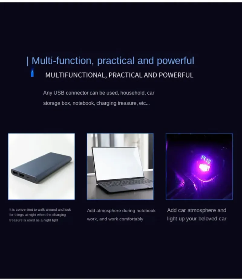 Mini luci LED USB per atmosfera, lampada decorativa al neon per interni, illuminazione di emergenza per auto, universale, portatile, per PC, plug and play_voghion.com