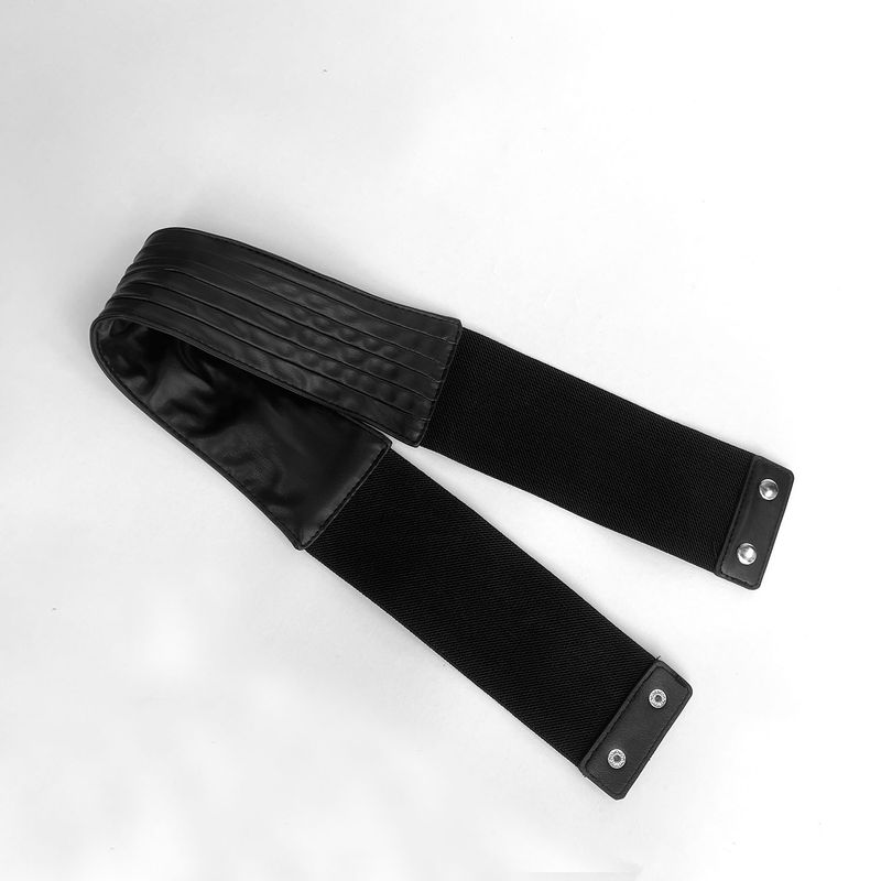 Mode im neuen Stil Schnür-Cincher PU-Leder Breiter Abnehmen Taillenformer Gürtel für Oberbekleidung Schwarz Elastischer Stretch_voghion.com