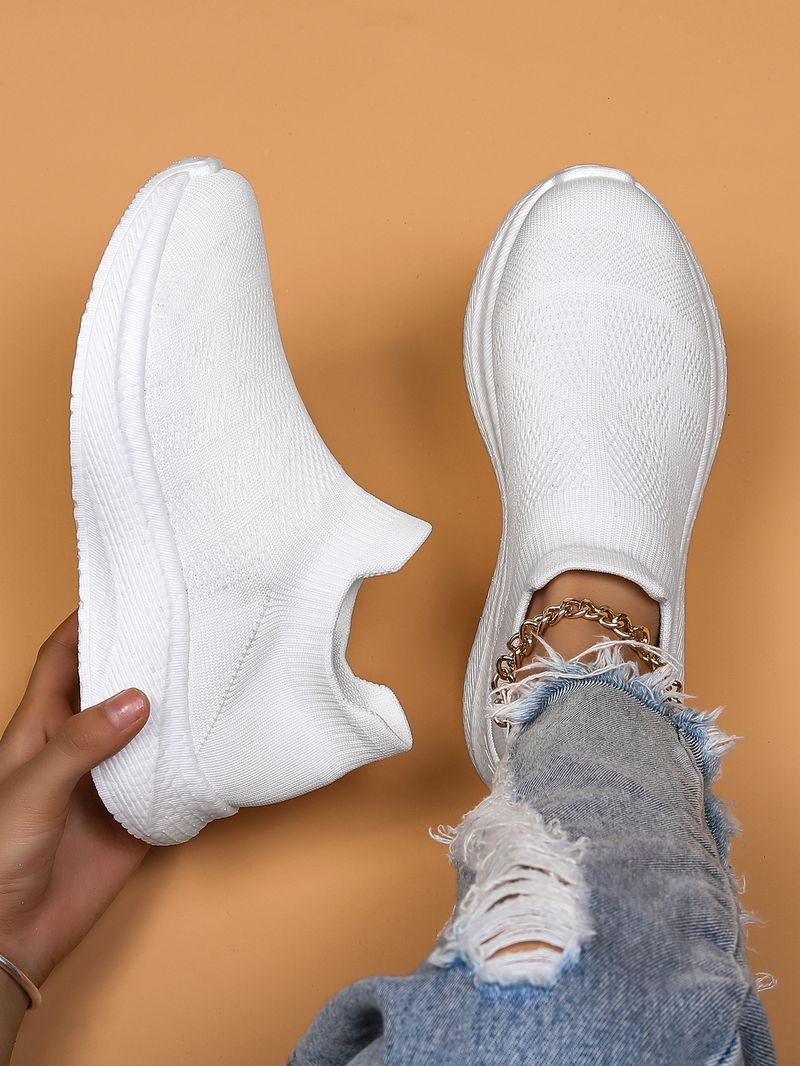 Plus Size Women's Breathable Sock Sneakers Slip-On Lazy Shoes_voghion.com