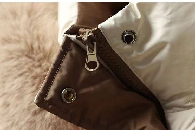 Giacca calda da donna alla moda, sottile, bianca, di media lunghezza, sopra il ginocchio, con ampio collo in pelliccia_voghion.com