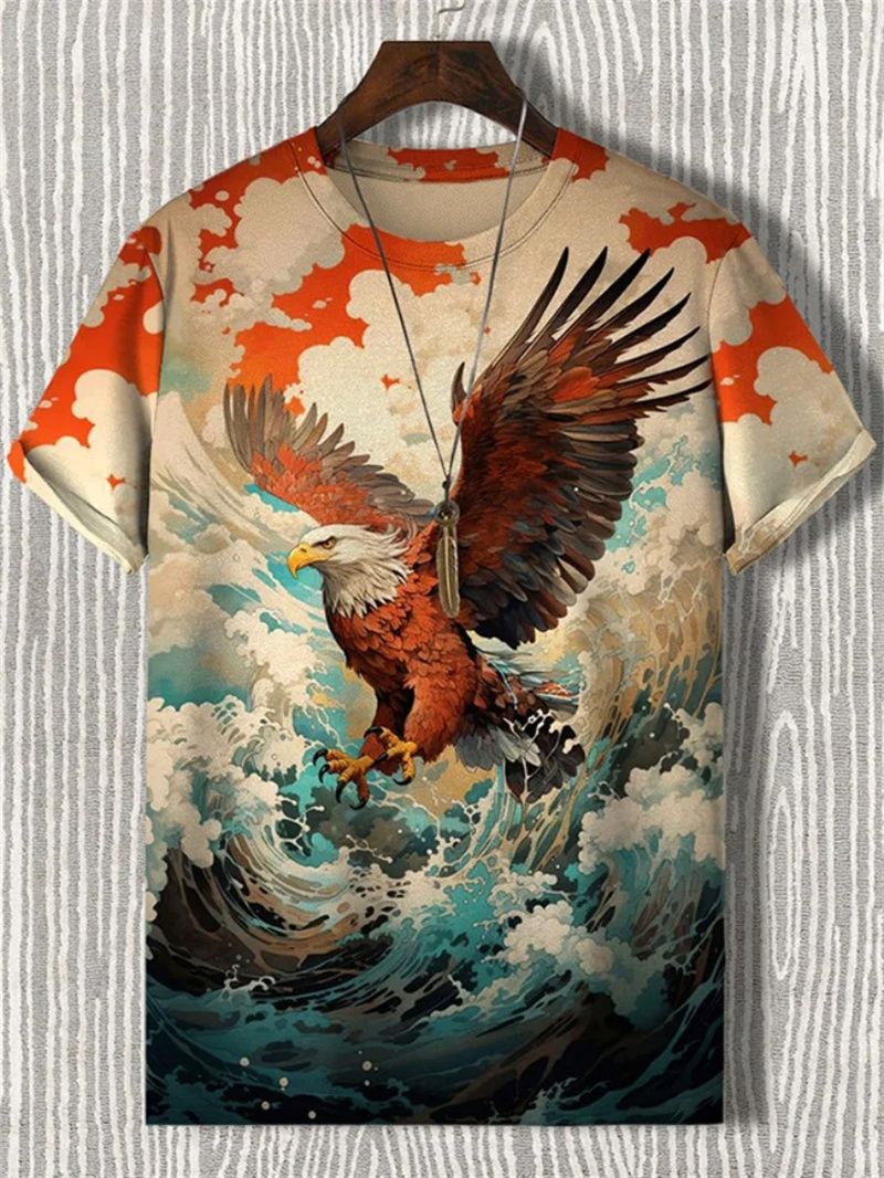 Japanese Ukiyo-e Graphic T Shirt Men Animal Waves Sun 3D Printed T-Shirts Casual Short Sleeve Tees Outdoor Oversized O-Neck Tops_voghion.com