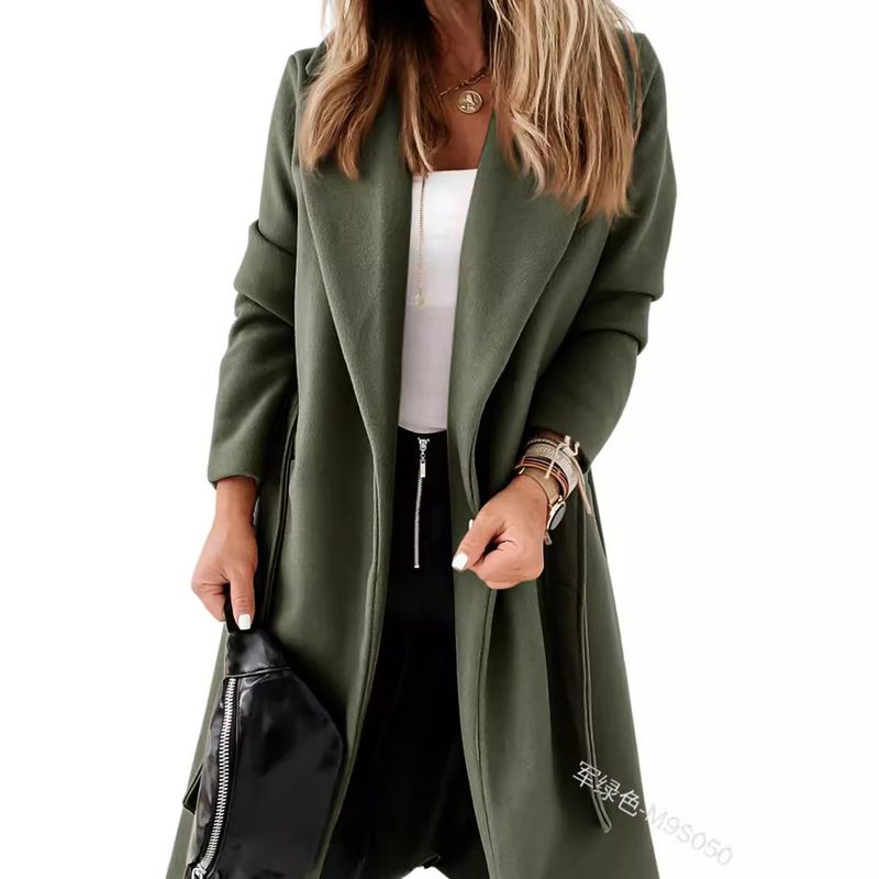 2024 Autumn Winter New Arrival Long Woolen Women's Coat Plus Size Belted Jacket_voghion.com