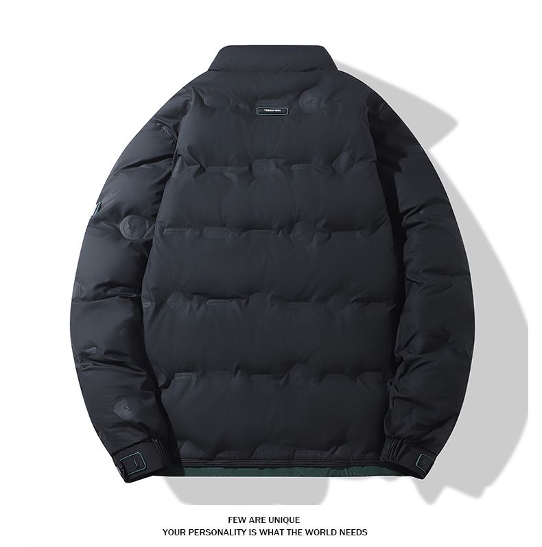"Mode-Kurzdaunenjacke für Herren – Hochwertige weiße Gänsedaunen, Stehkragen, locker sitzender Wintermantel (Schwarz/Weiß, Größen M-4XL)"_voghion.com