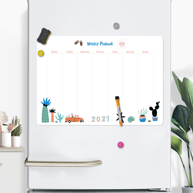 CT006-019 slettebart magnetisk køleskabsklistermærke Flytbar opslagstavle tidsplan A3A4 whiteboard-klistermærke_voghion.com