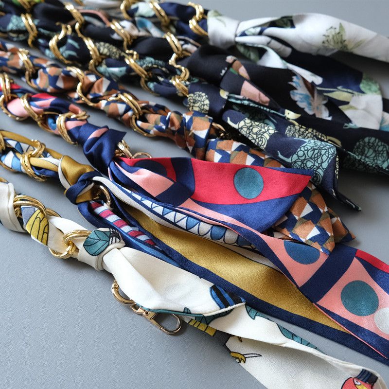 Fashion Socialite Style Versatile Silk Scarf Spring Summer Handbag Strap Bag Accessories Handheld Short Chain_voghion.com