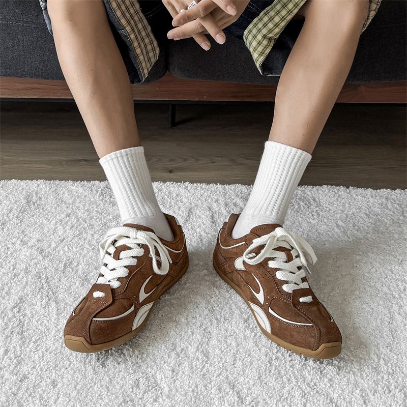 Gu Yun | Korean Version 2025 Autumn New Flat Bottomed German Training Women's Pink Brown Three Color Forrest Gump Casual_voghion.com