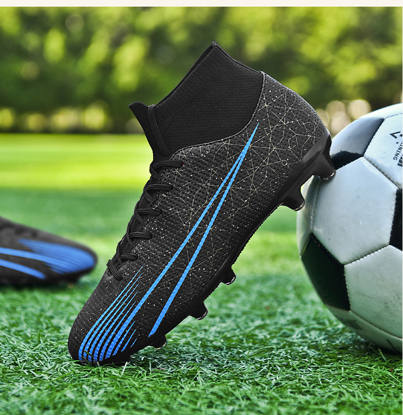 Scarpa da calcio a punta lunga Scarpe da ginnastica da allenamento per bambini in pelle per bambini Scarpe da ginnastica alte da uomo di grandi dimensioni_voghion.com