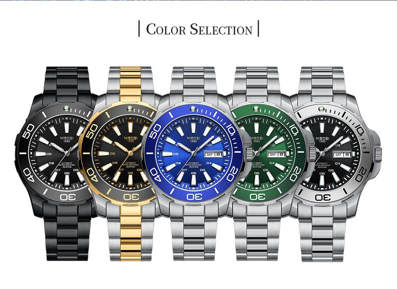 NIBOSI Orologio da polso meccanico automatico da uomo, impermeabile, con data e settimana, orologio da polso sportivo da uomo, Relogio Masculino_voghion.com