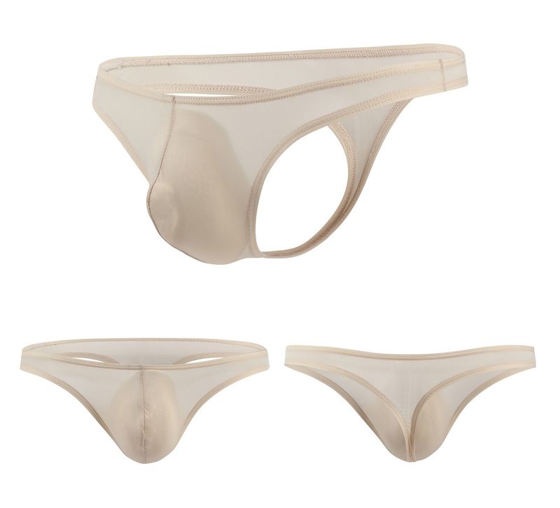 Beauty Teenage Men's Sexy Low Waist Underwear Gay U Convex Ice Silk Thong T Pants C-082_voghion.com