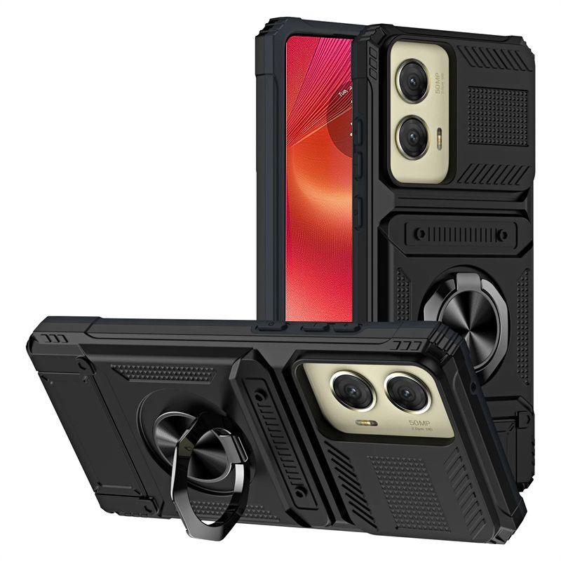 Hülle Fusion Pro mit magnetischem Kartenhalter und gedrehtem Ringständer für Motorola Edge 50 Ultra Cover_voghion.com