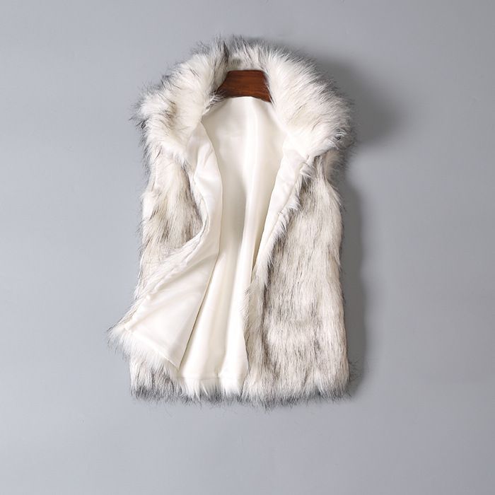 Nouveau gilet en fourrure d'automne et d'hiver européen et américain, gilet en fausse fourrure, col montant mi-long, veste en fausse fourrure, veste gilet_voghion.com