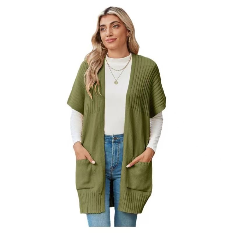 Cardigan oversize in maglia da donna - Maglione morbido e spesso con trecce, tasche, scollo a V, davanti aperto, maniche lunghe, cappotto casual dalla vestibilità ampia_voghion.com