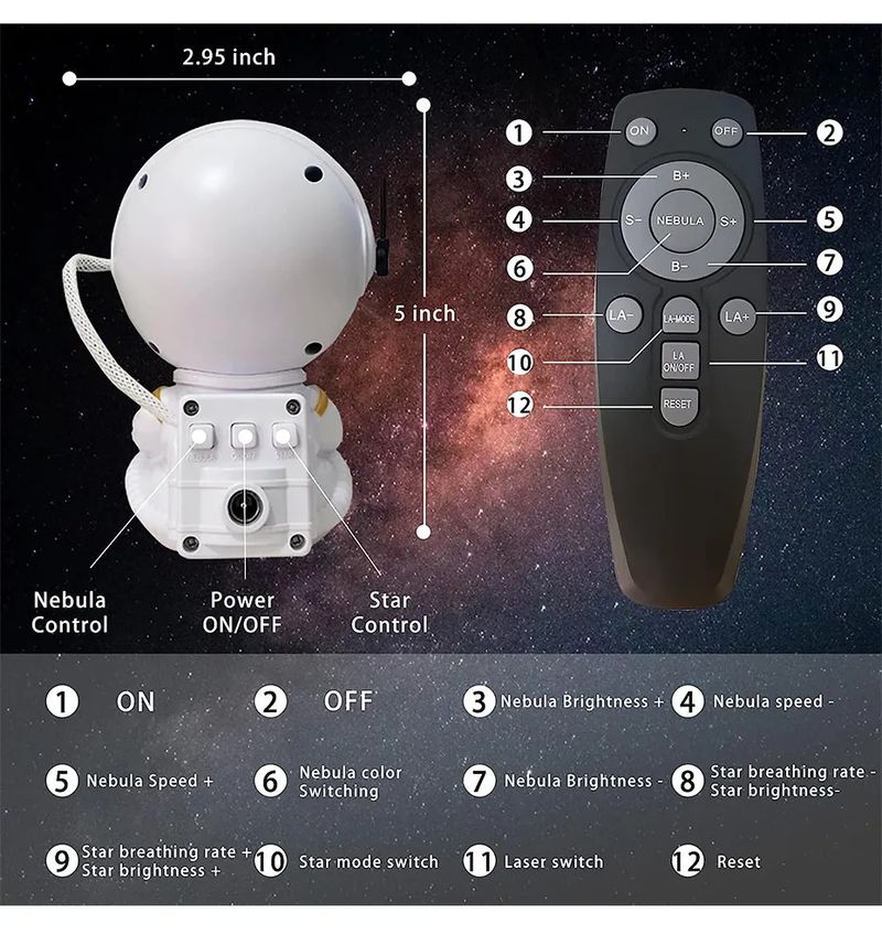 Astronaut Starry Sky Projector Adult Night Light Star Projector LED Astronaut Lamp Galaxy Projector For Bedroom Playroom_voghion.com