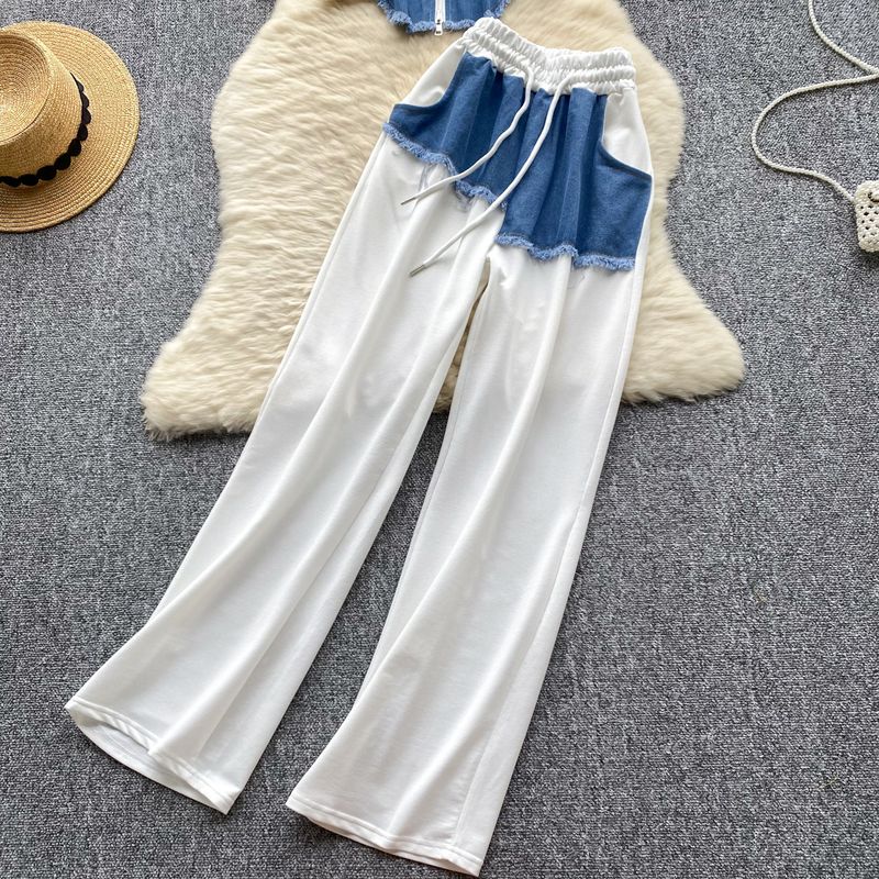 Women's Clothing denim patchwork distressed suit_voghion.com