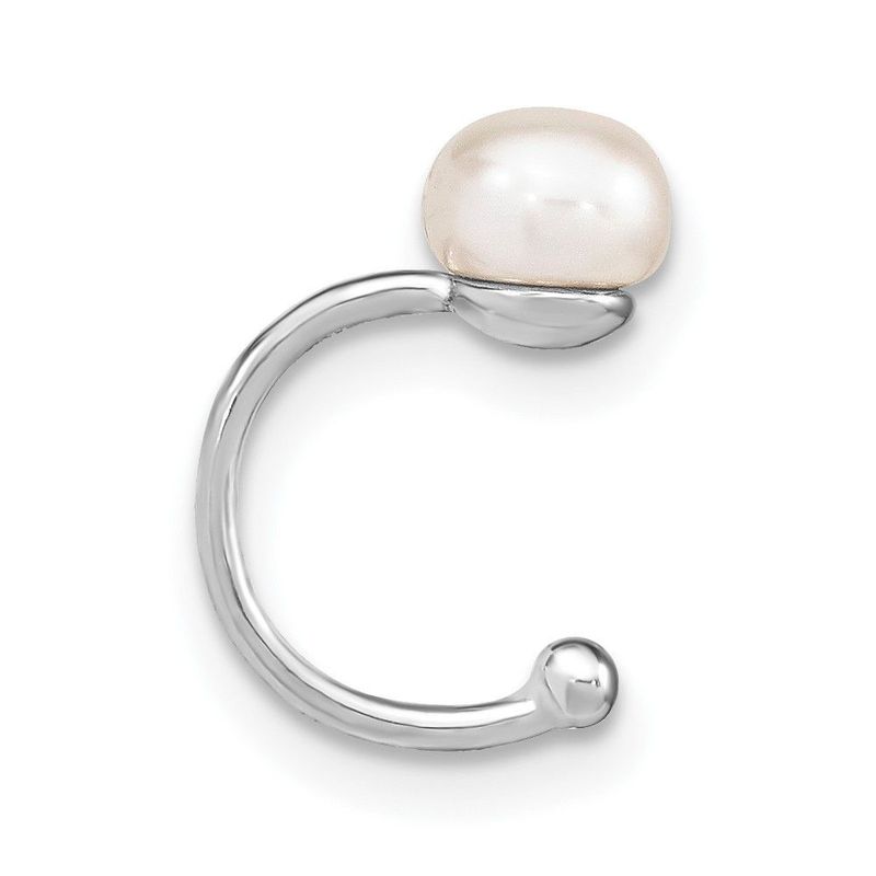 Sterling Silver Rhodium-plated FWC Pearl Pair Of Cuff Earrings_voghion.com