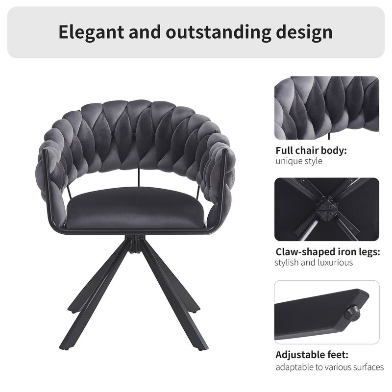 6er Set Samt Esszimmerstühle Mit Klauenbeinen, Grau_voghion.com