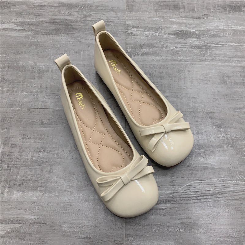 Dou Rochie de damă 2024 Primăvara și toamna Fluture Bow New Flat Red Single Soft Bottom Low-Gurd Gură Ample Pantofi_voghion.com
