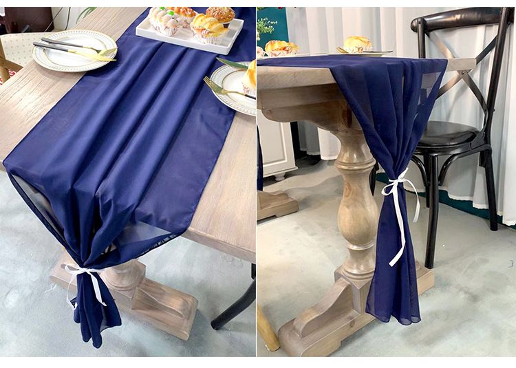 Simple Solid Color Chiffon Table Flag Hotel Wedding Decoration Table Flag Chiffon Table Flag_voghion.com