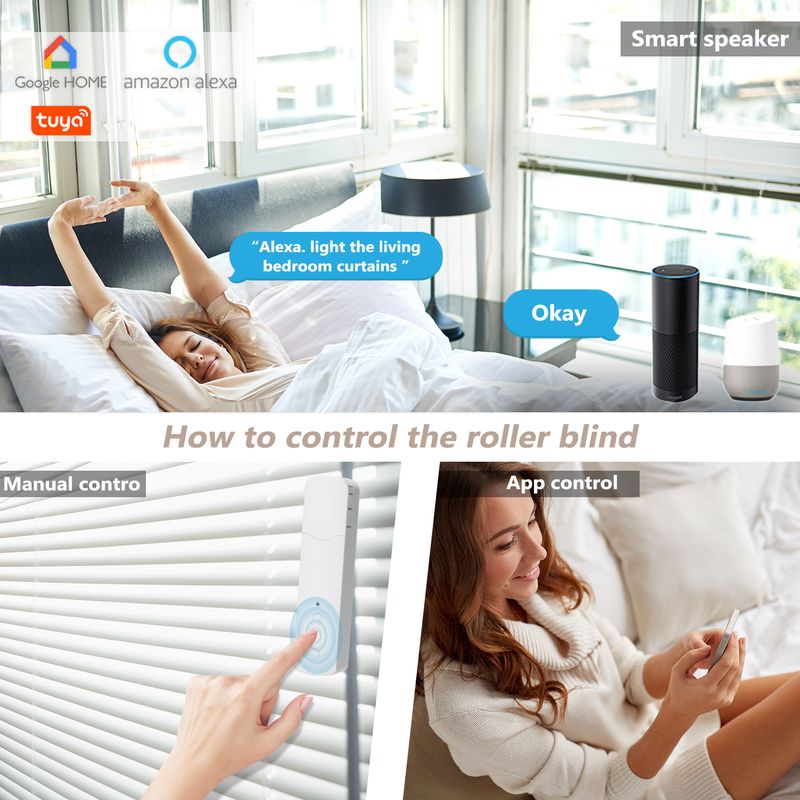 Tuya WiFi TM616EGWT Intelligent Pull Bead Curtain Motor Intelligent Electric Curtain Motors Phone APP Control Voice Control_voghion.com