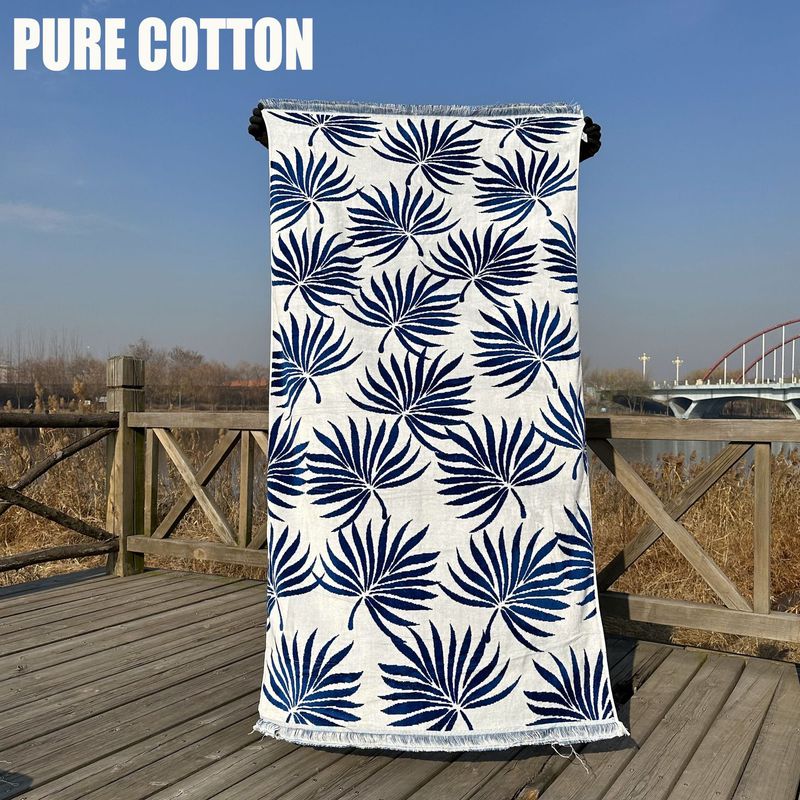 Prosop de plajă din bumbac pur, croială jacquard, catifea cu dungi, prosop de baie pentru adulți, mare, prosop de plajă_voghion.com