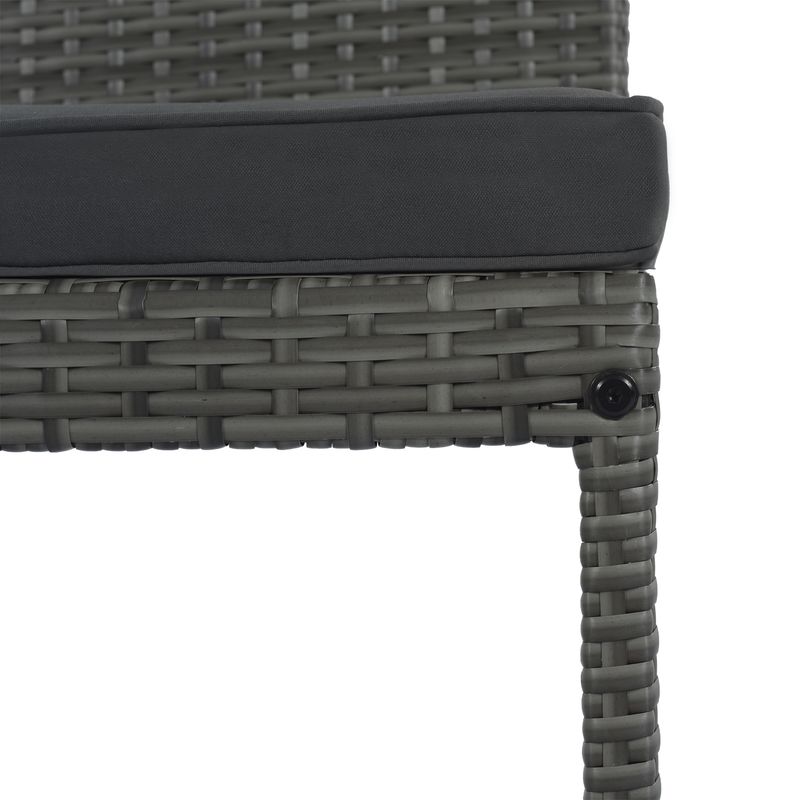 5-pieces Outdoor Patio Wicker Bar Set, Bar Height Chairs With Non-Slip Feet And Fixed Rope, Removable Cushion, Acacia Wood Table Top_voghion.com
