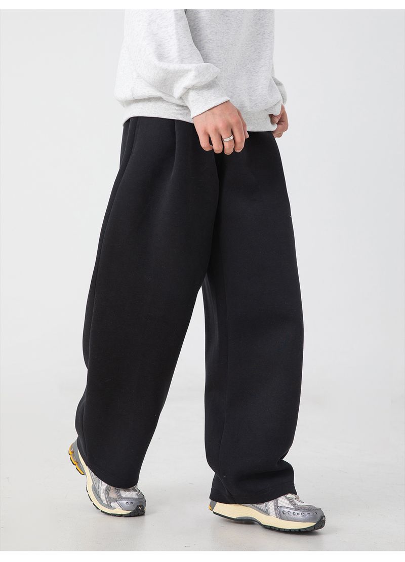 Pantaloni da jogging da uomo a gamba dritta e vestibilità rilassata - Pantaloni da tuta pesanti con pieghe e coulisse in vita_voghion.com