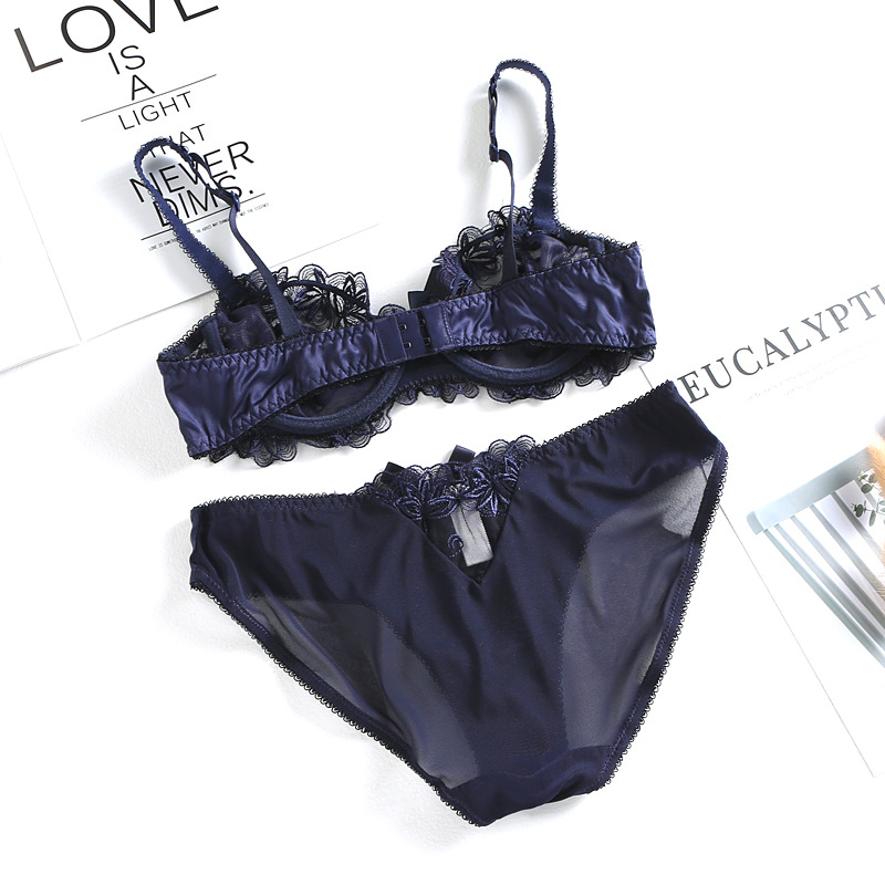 Sous-vêtements ultra-fins, confortables, surdimensionnés, en maille, broderie transparente, ensemble de soutien-gorge sexy pour femmes, 9160_voghion.com