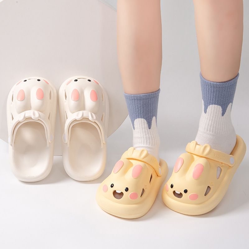Cartoon Kaninchen Damen Loch Kinder süße Füße Stepping dicke Sohle Outdoor tragen Strand Eltern Kind Garten Schuhe_voghion.com