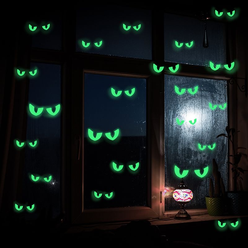 Glow In The Dark Halloween Wall Stickers - Multi-Color Eye Design, Self-Adhesive Decals For Bedroom, Living Room, Party Decor_voghion.com