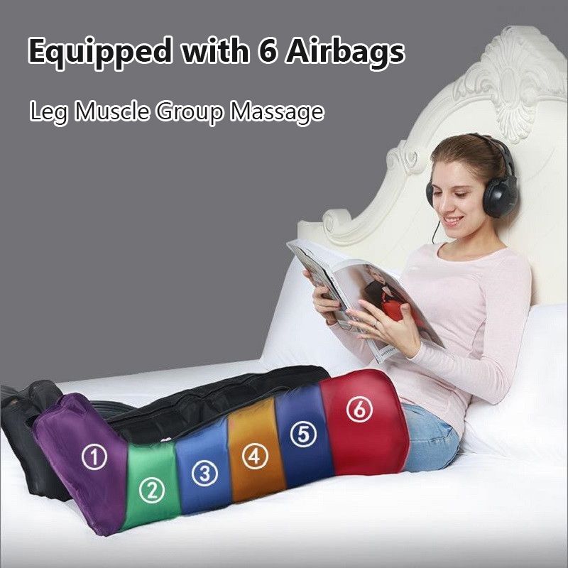 Massaggiatore a compressione d'aria Sistema di massaggio per gambe esteso 6 stanze per promuovere la circolazione sanguigna Rilassante muscolare Home Office_voghion.com