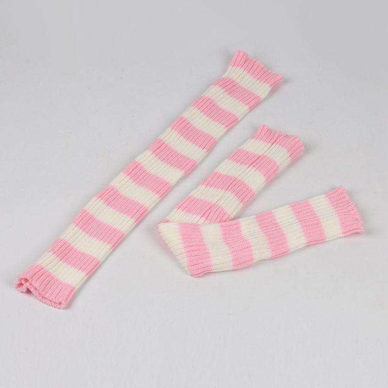 Unisex Beinwärmer für Männer und Frauen Gestrickte Fußwärmer Farbig gestreifte Stiefelwärmer Stapelsocken_voghion.com