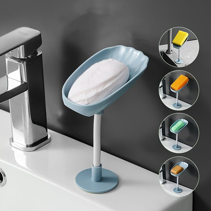Shell-Shaped Wall Mounted Soap Holder Rust-Resistant Drain Soap Tray Easy Cleaning Bathroom Storage For Home_voghion.com