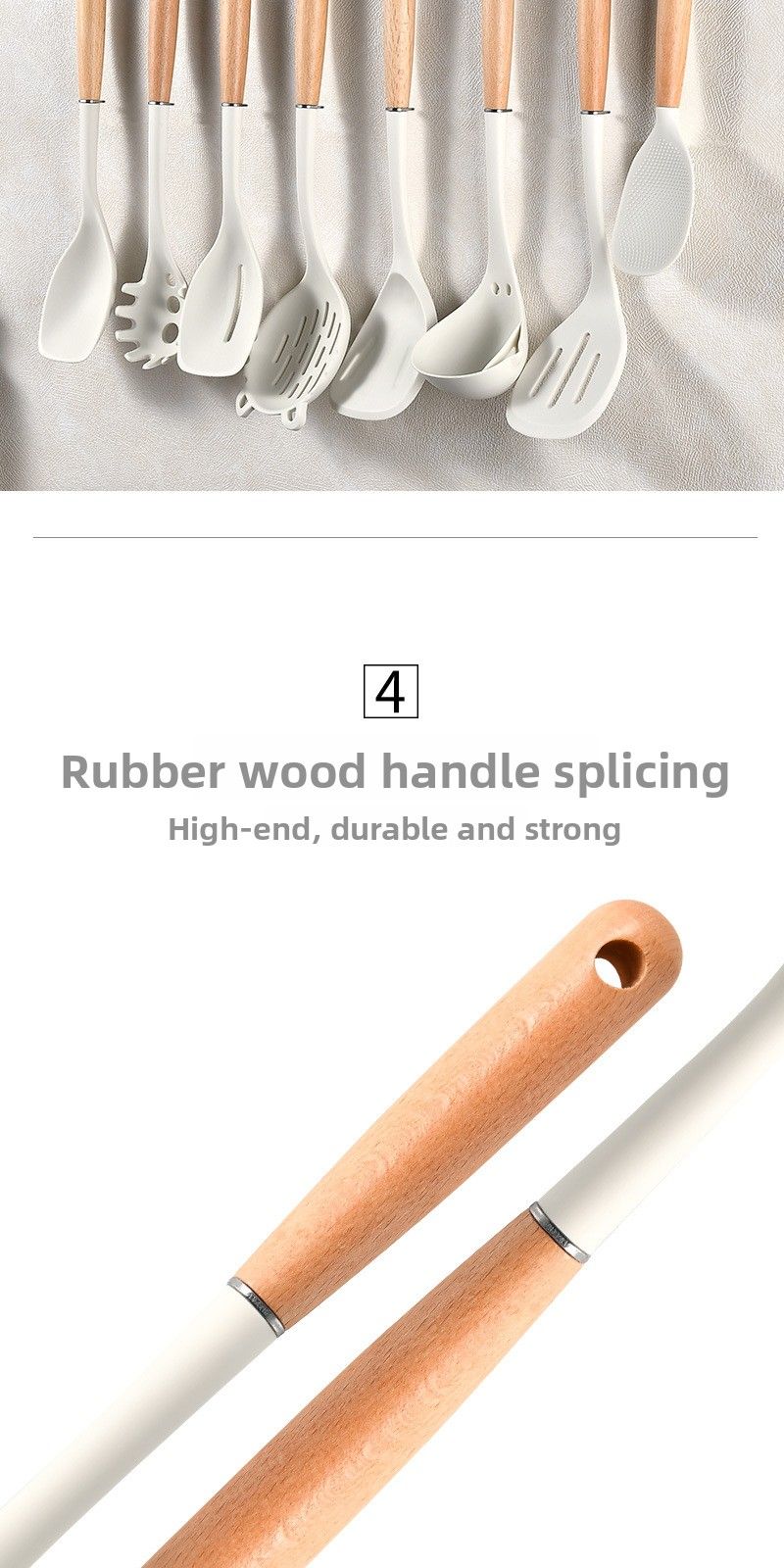 Juego de utensilios de cocina de silicona para el hogar: sartén antiadherente, espátula, cuchara, utensilios de cocina, juego de 8 piezas para uso diario._voghion.com