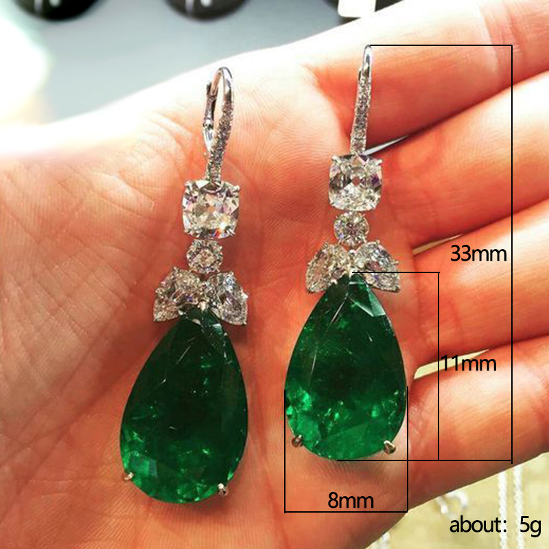 Cao Shi Neue Luxus Mode Smaragd Zirkon Wasser Tropfen Birne-förmigen Ohrringe_voghion.com