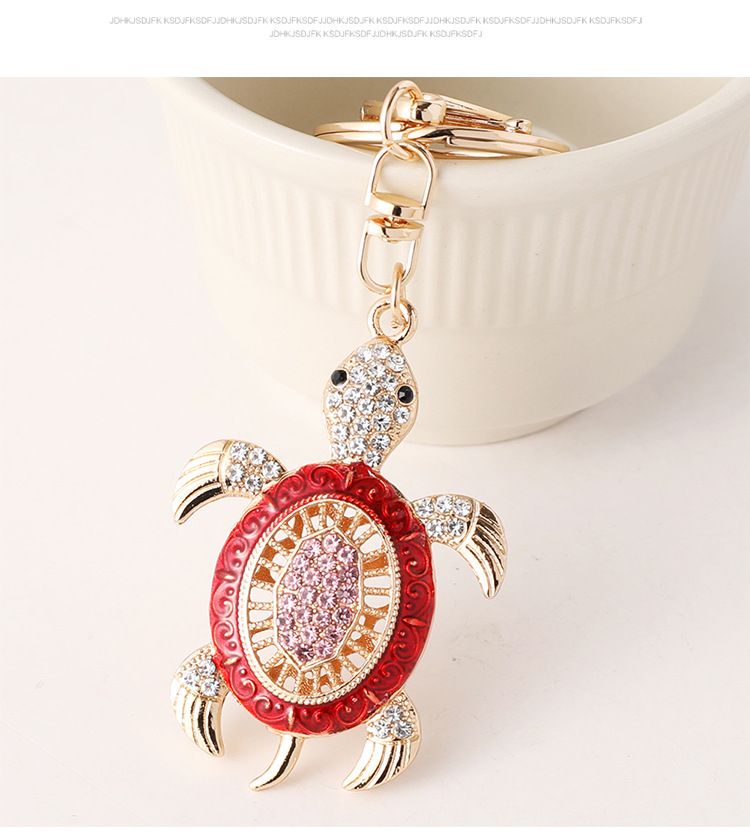 Portachiavi creativo in metallo con ciondolo a forma di tartaruga marina, piccolo regalo, con diamanti intarsiati colorati_voghion.com
