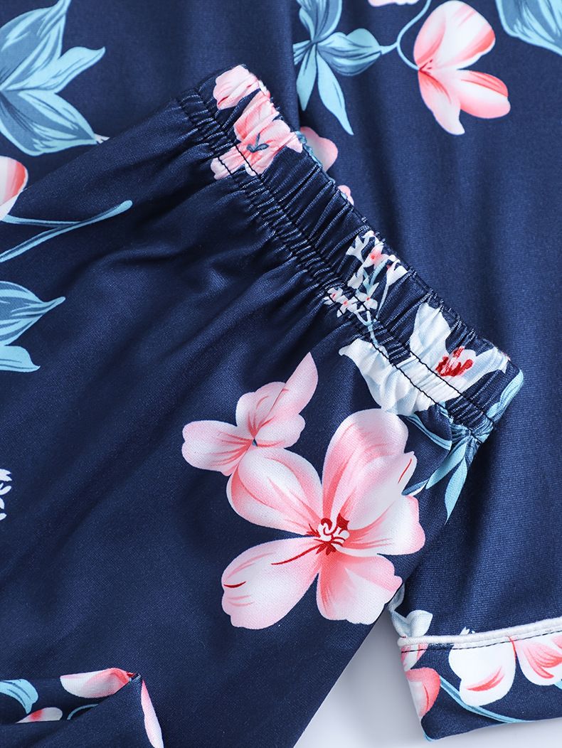Otoño e invierno, ropa grande para el hogar para bebé, cárdigan Floral de seda de leche, pantalones de manga larga, conjunto de pijamas para niños, otoño_voghion.com