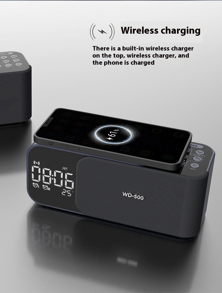 Modello privato tre in uno caricabatterie wireless 2023 nuovo doppio altoparlante Bluetooth con sveglia_voghion.com