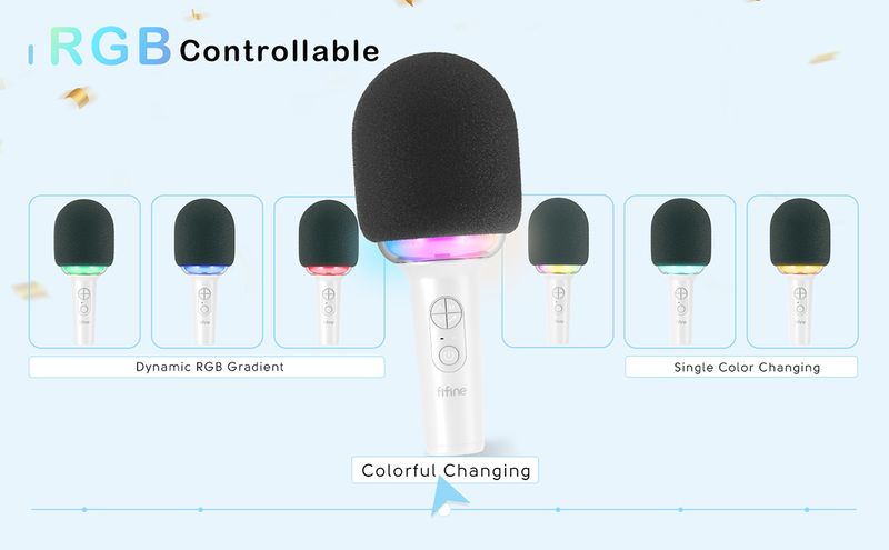 FIFINE Karaoke Wireless Bluetooth-compatible Handheld Mic with Built-in Speaker,Portable Singing Microphone for Party_voghion.com