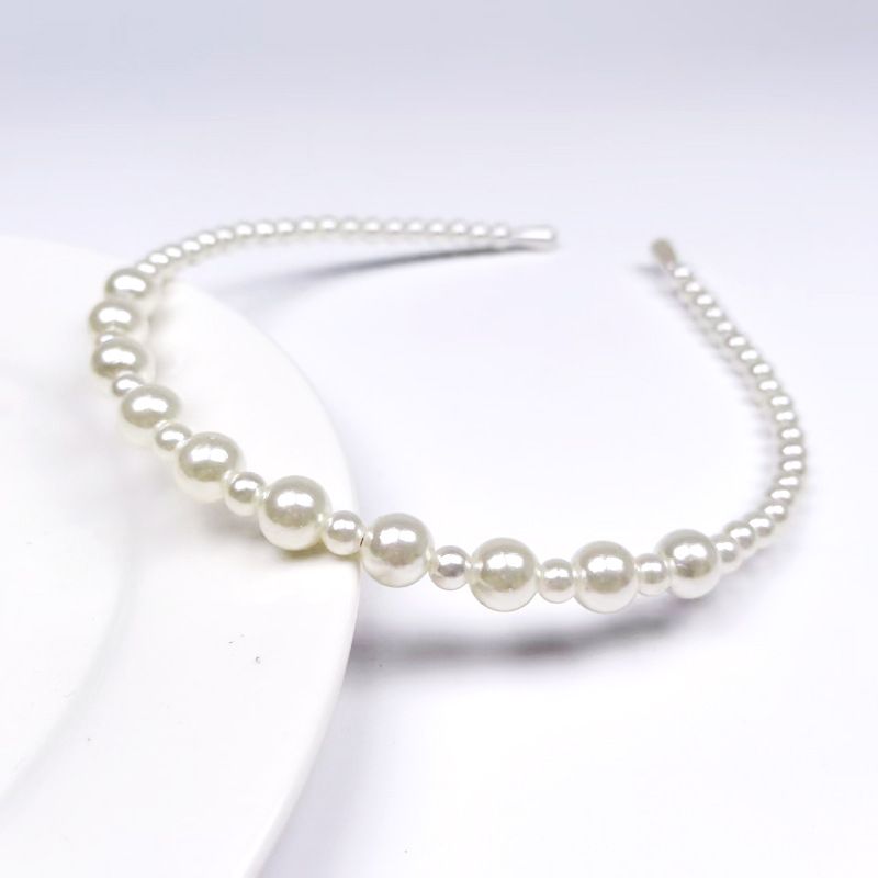 Korean Influencer Pearl Headband For Women, Versatile Minimalist Hair Hoop, Handmade Pearl-strung Fashion Elegant Hair Accessory_voghion.com