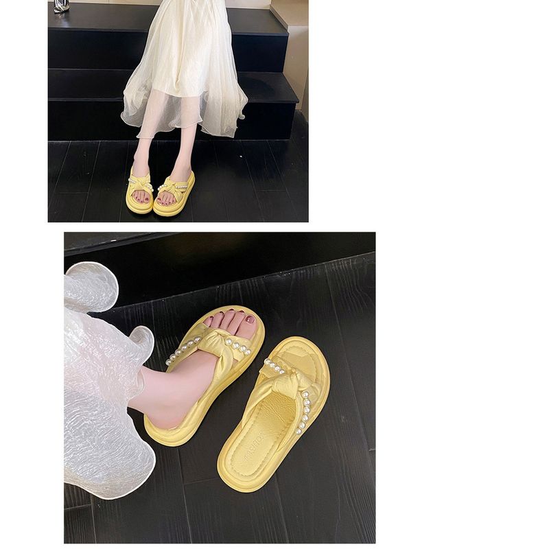 French Style Nicole Outdoor Non-slip Thick Bottom Women's Slippers 2025 Summer New Fashion Pearls Casual Sandals_voghion.com