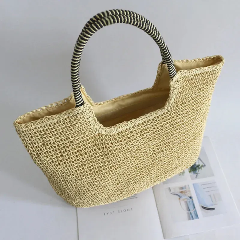 Borsa a tracolla in tessuto vintage fatto a mano da donna, in rafia e rattan, per la spesa, stile bohémien, per viaggi estivi e vacanze_voghion.com
