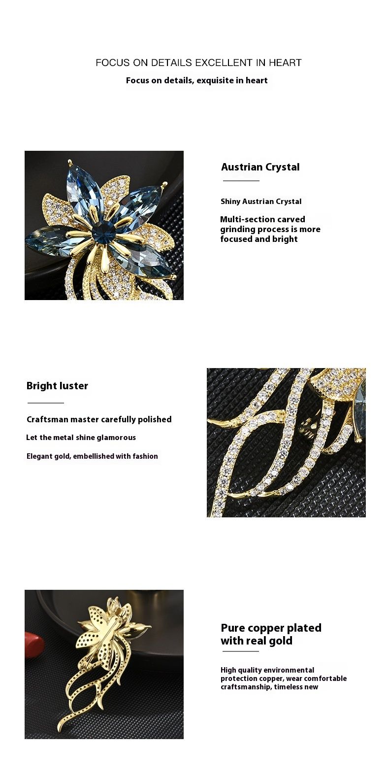 Ny eksklusiv blomsterbroche med paladsdiamantindlagte blomster til kvinder, personlig og elegant nålesmykke_voghion.com