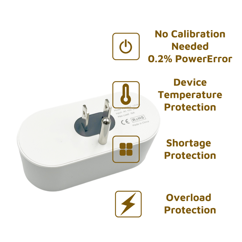 La spina intelligente ESPhome preimpostata funziona con Home Assistant standard USA 16A_voghion.com