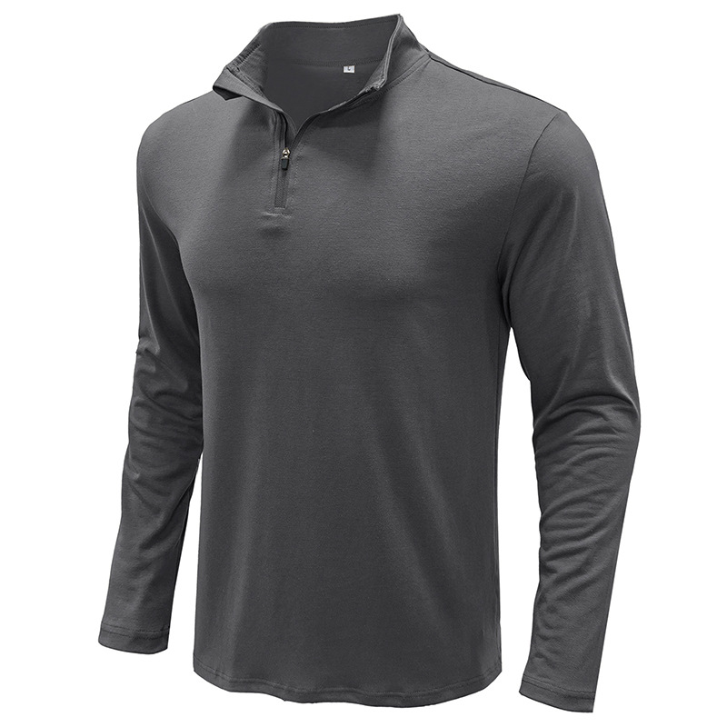 Polo con cerniera pullover con colletto in piedi da uomo T-shirt a maniche lunghe autunno/inverno 2023 nuova_voghion.com