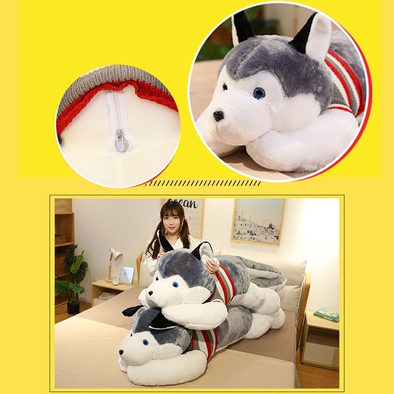 Großes, realistisches Husky-Plüschtier – das perfekte Geschenk für Kindergeburtstage und zum Kuscheln._voghion.com