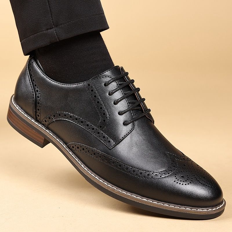 Brogue Dress Shoes Man Wedding Leather Derby Shoe_voghion.com