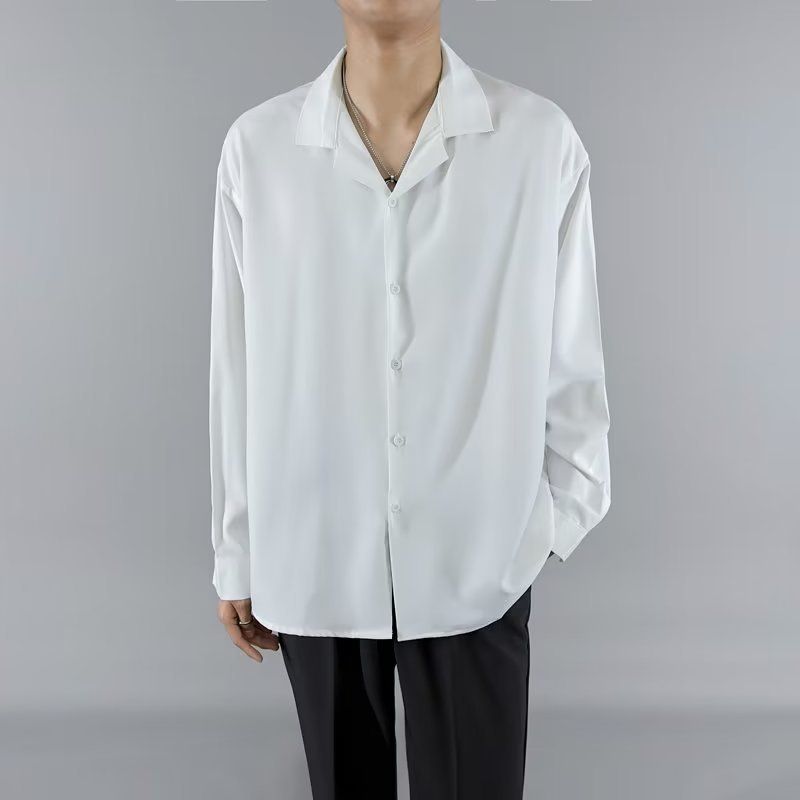 Unbeatable Quality Cuban Collar White High-end Design, Men's Long Sleeved Spring Autumn Suit, Paired With A Niche And Cool Shirt_voghion.com
